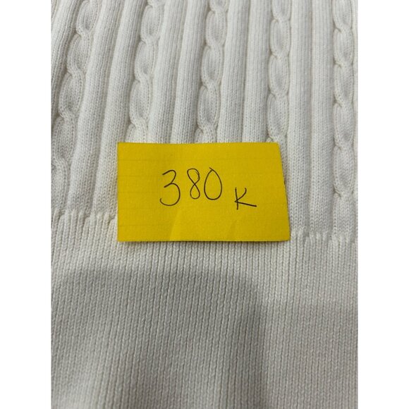 Izod Mens Cable Knit V-Neck Sweater Cotton White Classic Design Sz L - Picture 8 of 9